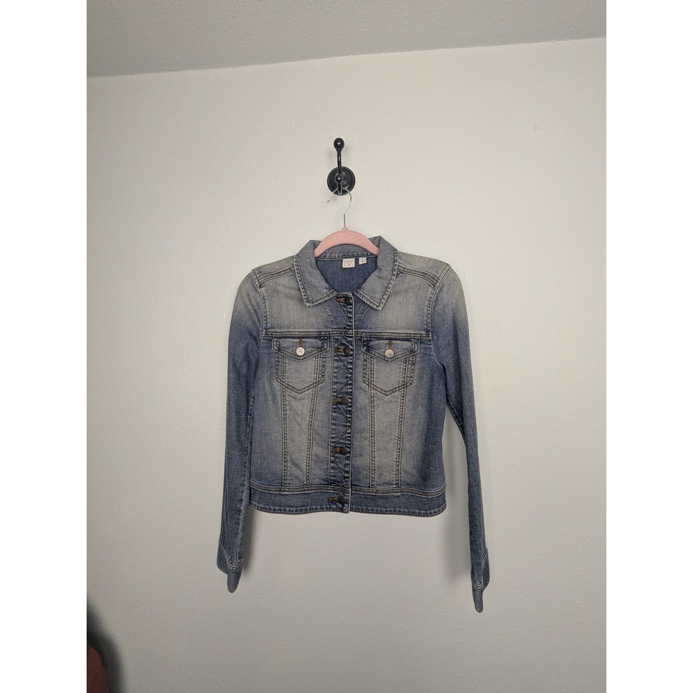 Denim Jacket BP Women Medium Blue Tencel Linen Blend Trucker XX7502